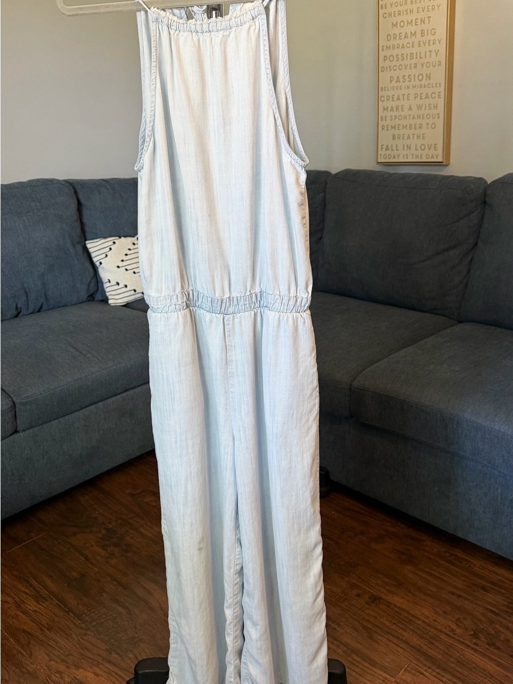 cloth & stone Light Blue Sleeveless Wide-Leg Jumpsuit